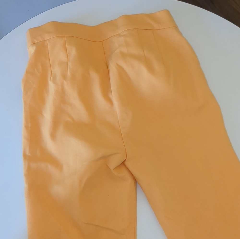 XS orange Zara flare pants.